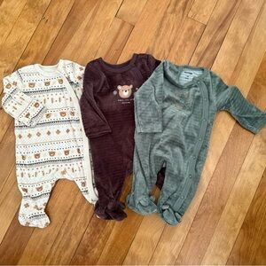 Charming Kids Footies Set - Cream, Brown, and Green